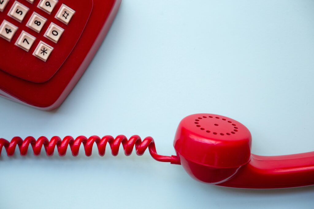 Close up photo of an old push button phone