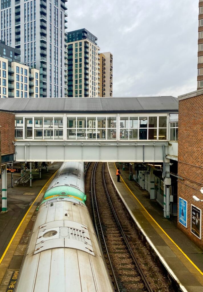 A photo of Sutton train station, taken from the bridge