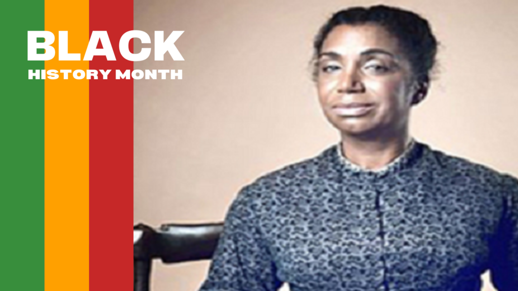 Black history month graphic with a photo of Mary Prince