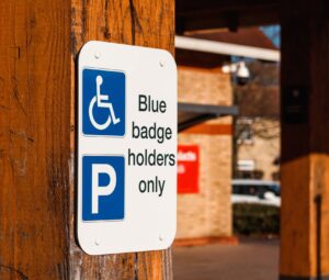 Blue badge parking sign