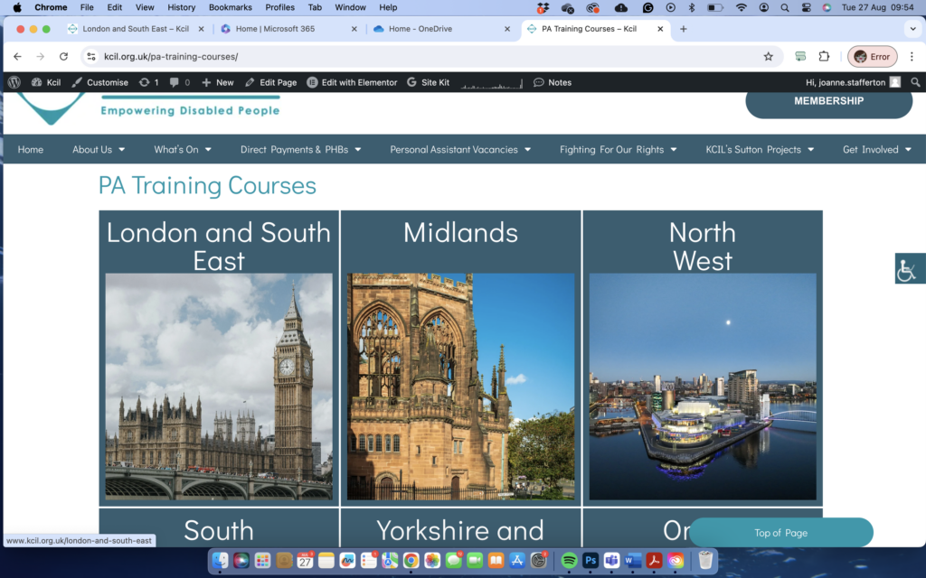 A screenshot of the PA directory front page, showing the regional and online boxes