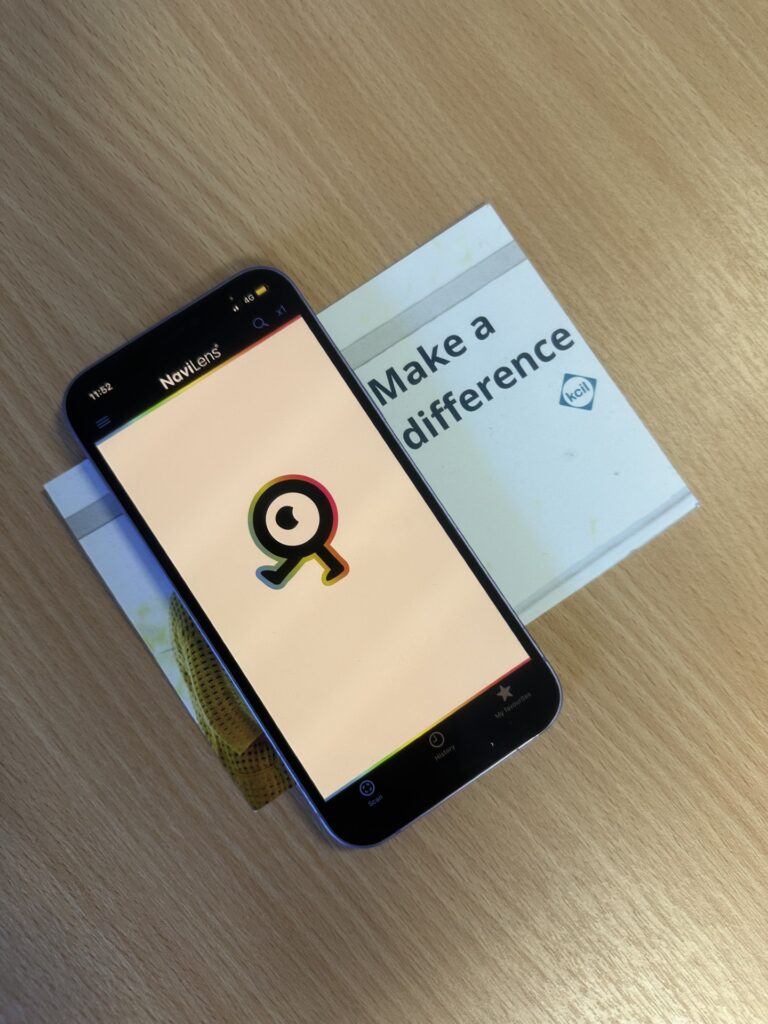 Navilens app open on a phone
