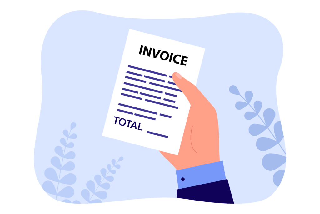 An illustration of a hand holding an invoice