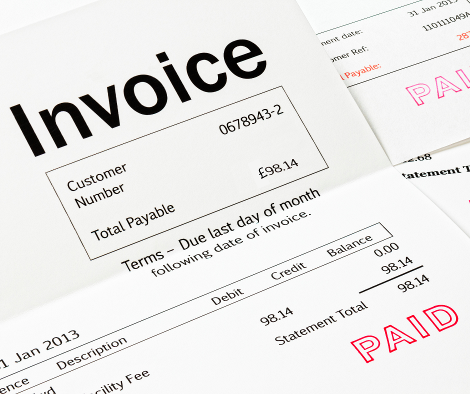 A photo of invoices