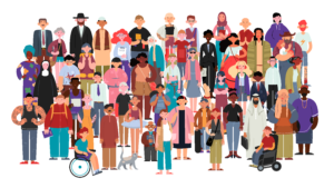 An illustration of a diverse community